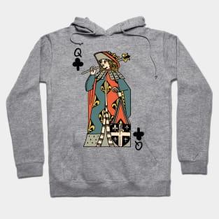 Antique Character of Playing Card Queen of Clubs Hoodie